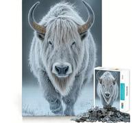 Puzzle per adulti con yak bianco e bisonte in inverno,1000 pezzi,gioco di logica,regalo,taglio di precisione,rilassante attività di gruppo al chiuso (50x75cm)