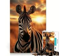 Puzzle per adulti con zebra al tramonto,1000 pezzi,gioco di memoria,taglio di alta precisione,attività creativa per momenti di tranquillità ed esercizio mentale a casa (38x52cm)