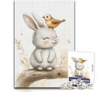 Puzzle per adulti "Coniglietto e amici uccelli" da 1000 pezzi, gioco educativo con sfida, opzione regalo speciale e sentita, dimensioni 50x75cm