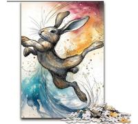 Puzzle per adulti "Coniglio che salta" da 1000 pezzi, difficile da completare ma divertente e spiritoso, regalo di compleanno, regali, decorazione da parete (50x75cm)