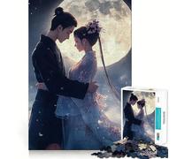 Puzzle per adulti "Coppia anime al chiaro di luna",1000 pezzi,gioco divertente per la mente,tecnologia di taglio laser avanzata,sfida divertente per il tempo di attesa (38x26cm)