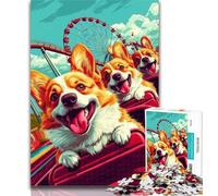 Puzzle per adulti Corgi sulle montagne russe, 1000 pezzi, per adulti e adolescenti, perfetto per ammazzare il tempo in casa e migliorare l'amore tra coppie, 26x38cm
