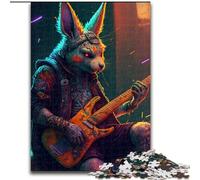 Puzzle per adulti da 1000 pezzi, a forma di chitarra e coniglio, in legno, attività divertente per la casa, 50x75cm, coinvolgente attività per la serata di gioco in famiglia