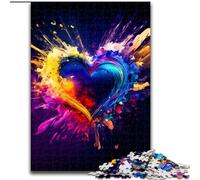 Puzzle per adulti da 1000 pezzi a forma di cuore colorato in legno, regalo divertente e attività per la casa, 50x75cm, festa di compleanno per uomini e donne
