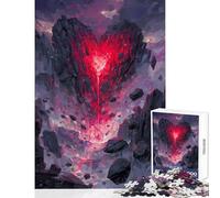 Puzzle per adulti da 1000 pezzi a forma di cuore con formazione rocciosa e flusso di lava giocattoli fai da te ottimo regalo per giochi rilassanti lista dei desideri con Babbo Natale 50x75cm