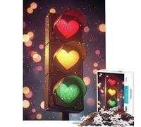 Puzzle per adulti da 1000 pezzi a forma di cuore con semaforo gioco per famiglie sfida per l'intelligenza giocattolo avvincente regalo divertente decorazione per la casa (dimensioni 38x26cm)