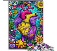 Puzzle per adulti da 1000 pezzi a forma di cuore floreale, giocattoli educativi ideali come regalo per tutta la famiglia, dai 14 anni in su dimensioni 50x75cm