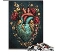 Puzzle per adulti da 1000 pezzi a forma di cuore floreale, puzzle da 1000 pezzi per il divertimento in famiglia, perfetto per le vacanze e le serate di gioco interattive (dimensioni 26x38cm)
