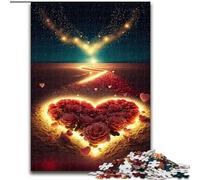 Puzzle per adulti da 1000 pezzi a forma di cuore sulla spiaggia, aiuta il cervello a esercitare i giocattoli che creano dipendenza e coltivano la pazienza, decorazione perfetta (dimensioni 50x75cm)