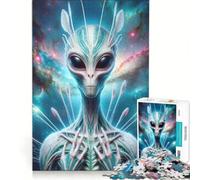 Puzzle per adulti da 1000 pezzi a tema alieno extraterrestre, giocattolo educativo, da assemblare, con poster e foglio di curiosità abbinati 38x52cm