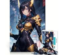 Puzzle per adulti da 1000 pezzi a tema anime cyberpunk con ragazza,sfida mentale,taglio preciso,allineamento perfetto,divertimento per tutta la famiglia,attività serale (50x75cm)