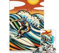 Puzzle per adulti da 1000 pezzi a tema surf pop art e colori gioco pratico per le vacanze a casa ideale per passare il tempo e rafforzare l'amore tra le coppie 38x26cm