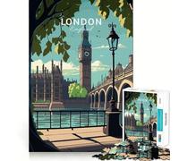 Puzzle per adulti da 1000 pezzi a tema "Visita a Londra", gioco di precisione, giocattolo stimolante per la mente, per il tempo libero, regalo di compleanno (38x26cm)