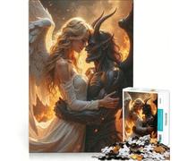 Puzzle per adulti da 1000 pezzi: Abbraccio tra angelo e demone, gioco impossibile, passatempo ideale per le vacanze a casa, compleanno e Natale 38x52cm