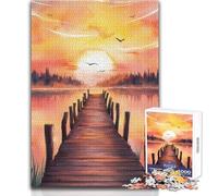 Puzzle per adulti da 1000 pezzi, acquerello, tramonto sul molo, piacevole e tranquilla attività per il tempo libero, giocattolo artigianale di alta qualità con bordi precisi, dimensioni 38x26cm