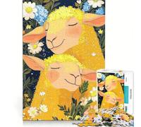 Puzzle per adulti da 1000 pezzi "Agnellini addormentati tra i fiori" gioco pratico difficile e stimolante ideale come regalo per tutta la famiglia 38x26cm