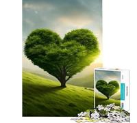 Puzzle per adulti da 1000 pezzi albero a forma di cuore su una collina verde ideale per compleanno Natale decorazione per la casa giocattolo da parete adatto a partire dai 14 anni 38x26cm