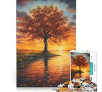 Puzzle per adulti da 1000 pezzi: Albero al tramonto in autunno Gioco interattivo Difficile e stimolante Collezione d'artista Belle Arti 38x26cm