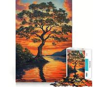 Puzzle per adulti da 1000 pezzi Albero al tramonto in autunno Incastri perfetti Divertente gioco di concentrazione mentale Gioco casual per il tempo libero Regalo di compleanno (38x52cm)