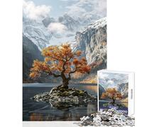 Puzzle per adulti da 1000 pezzi albero autunnale su lago di montagna Gioco educativo da 1000 pezzi regalo per donne e uomini Sfida impegnativa (38x52cm)