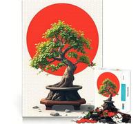 Puzzle per adulti da 1000 pezzi albero bonsai con sole rosso,taglio perfetto,divertimento,stimolazione mentale,gioco per il tempo libero,decorazione natalizia 38x52cm