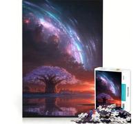 Puzzle per adulti da 1000 pezzi: Albero cosmico, tramonto e pianeta, giochi rilassanti, ideale per passare il tempo durante le vacanze, un regalo perfetto per gli appassionati di videogiochi 38x26cm