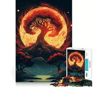 Puzzle per adulti da 1000 pezzi "Albero della Vita, Chiaro di Luna", con bordi sottili, gioco cognitivo, rilassante, decorazione natalizia da parete (38x26cm)