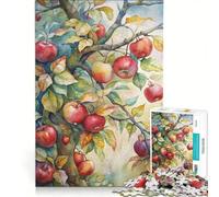 Puzzle per adulti da 1000 pezzi albero di mele ad acquerello con mele mature gioco impossibile ideale per passare il tempo in casa compleanno e Natale 50x75cm
