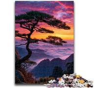 Puzzle per adulti da 1000 pezzi Albero di pino sulla cima della montagna Gioco rompicapo Gioco educativo per compleanno, Natale per età 14 50x75cm