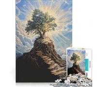 Puzzle per adulti da 1000 pezzi: Albero sulla cima di una montagna gioco divertente rilassante e stimolante per la mente per rafforzare l'amore di coppia 38x52cm