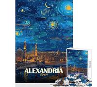 Puzzle per adulti da 1000 pezzi Alessandria Egitto Notte stellata puzzle artistico da 1000 pezzi giocattolo decorativo per la casa regalo per donne e uomini divertente e spiritoso (50x75cm)