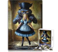 Puzzle per adulti da 1000 pezzi Alice e il gatto del Cheshire, gioco pratico, educativo, regalo per compleanni, dimensioni 38x52cm