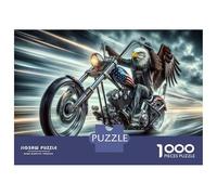 Puzzle Per Adulti Da 1000 Pezzi American Flag Eagle Motorcycle Art Print Puzzle Per Adulti Giocattoli Antistress Taglio Di Precisione Sfida Educativa 38x26cm/1000pcs