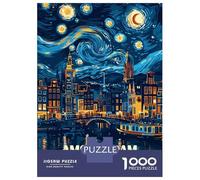 Puzzle Per Adulti Da 1000 Pezzi Amsterdam Netherlands Starry Night Art Puzzle Per Adulti Giochi Divertenti Corsa Di Velocità Gioco Impegnativo Regali 70x50cm/1000pcs