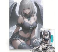Puzzle per adulti da 1000 pezzi Angelo con ali nere Ragazza anime Gaming, Gioco impossibile, Tempo libero per le vacanze, compleanno e Natale 50x75cm