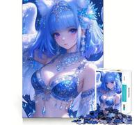 Puzzle per adulti da 1000 pezzi Angelo dai capelli blu con decorazione a incastro,gioco di abilità mentale,divertimento spensierato,decorazione artistica natalizia 38x26cm
