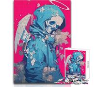 Puzzle per adulti da 1000 pezzi Angelo della morte con fiori, divertimento in famiglia e serata di giochi, ma anche un regalo divertente e umoristico, dimensioni 50x75cm