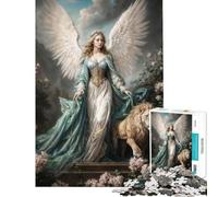 Puzzle per adulti da 1000 pezzi Angelo della Natura con Leone in un Giardino Fiorito Arcangelo Ariel Gioco educativo sfida relax attività per famiglie regalo di compleanno (dimensioni 38x52cm)