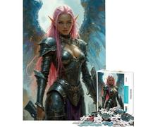 Puzzle per adulti da 1000 pezzi: Angelo guerriero con capelli rosa Difficile e stimolante donne Giocattolo antistress per maggiori di 14 anni Gioco (38x26cm)