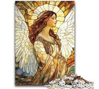 Puzzle per adulti da 1000 pezzi, angelo in vetro colorato, difficile da completare ma divertente e umoristico, regalo di compleanno, regali, arte murale 50x75cm