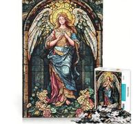 Puzzle per adulti da 1000 pezzi angelo in vetro colorato gioco pratico analisi e logica regalo per amici e familiari 50x75cm