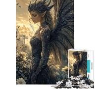 Puzzle per adulti da 1000 pezzi "Angelo oscuro in fiore" giocattolo decorativo da parete taglio di precisione regalo di Natale e compleanno (dimensioni 38x52cm)