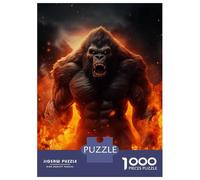 Puzzle Per Adulti Da 1000 Pezzi Angry Evil Gorilla Fire Puzzle Per Adulti Gioco Pratico Sfida Difficile Aiuta Ad Allenare Il Cervello 38x26cm/1000pcs
