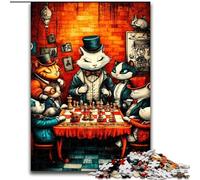 Puzzle per adulti da 1000 pezzi, animali difficili che giocano a scacchi, gioco per famiglie, antistress, sfida difficile, un'opera d'arte per bambini dai 14 anni in su (dimensioni 26x38cm)