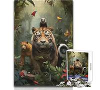 Puzzle per adulti da 1000 pezzi Animali nella giungla Bellissimo design Analisi del gioco e logica Regali di Babbo Natale segreto Dimensioni 38x52cm