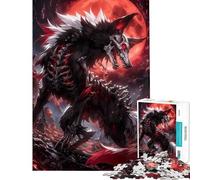 Puzzle per adulti da 1000 pezzi Anime Blood Moon Wolf Difficile e impegnativo Giocattolo difficile Decorazione da parete per e dai 14 anni in su (38x52cm)