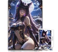 Puzzle per adulti da 1000 pezzi, Anime, Gatto e ragazza nella città di notte, rompicapo, giochi per famiglie, un'opera d'arte, regali di Babbo Natale segreto, dimensioni 50x75cm