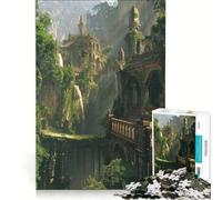 Puzzle per adulti da 1000 pezzi: antico castello nella giungla, gioco rilassante, difficile, lista dei desideri con Babbo Natale 38x52cm