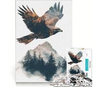 Puzzle per adulti da 1000 pezzi: Aquila che vola sopra le montagne, gioco impossibile, difficile, compleanno e altre occasioni 50x75cm