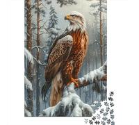 Puzzle per Adulti da 1000 Pezzi Aquila di Mare Appollaiata: Aquila di Mare nei Boschi Innevati Giochi Educativi Adatti per Antistress 52x38cm/1000 pezzi